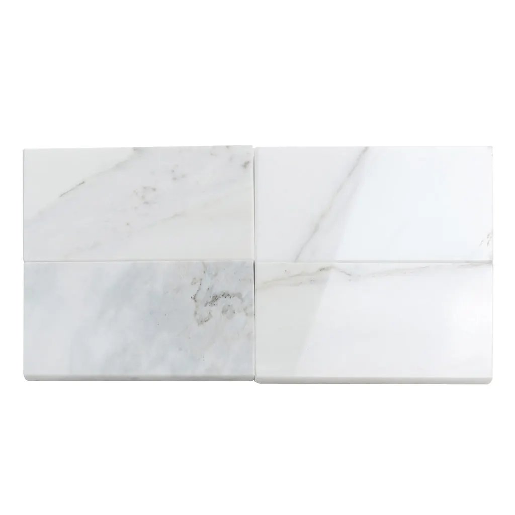 White 3x6 Polished Subway Calacatta Gold Marble Tile (40 pack, 5 sq ft/case) by Apollo Tile