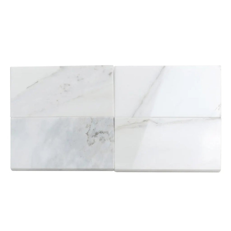 White 3x6 Polished Subway Calacatta Gold Marble Tile (40 pack, 5 sq ft/case) by Apollo Tile