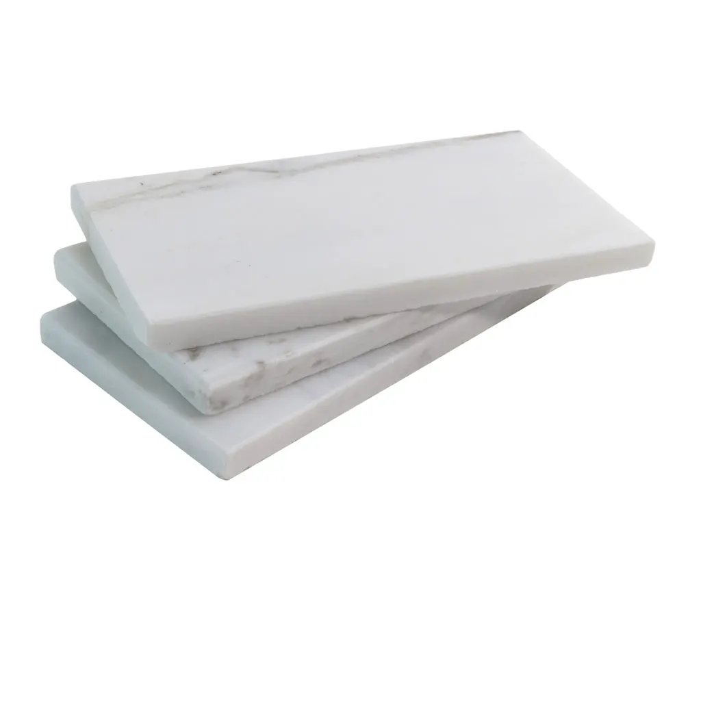 White 3x6 Polished Subway Calacatta Gold Marble Tile (40 pack, 5 sq ft/case) by Apollo Tile