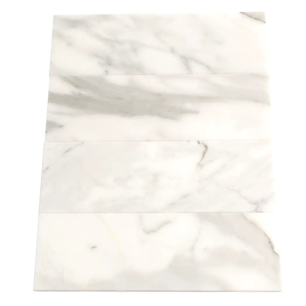 White 4x12 Honed Subway Calacatta Gold Marble Tile (15 pack, 5 sq ft/case) by Apollo Tile