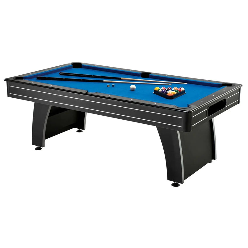 7 Ft Blue Top Pool Table with 2 Cues and Billiard Balls by HomePacific