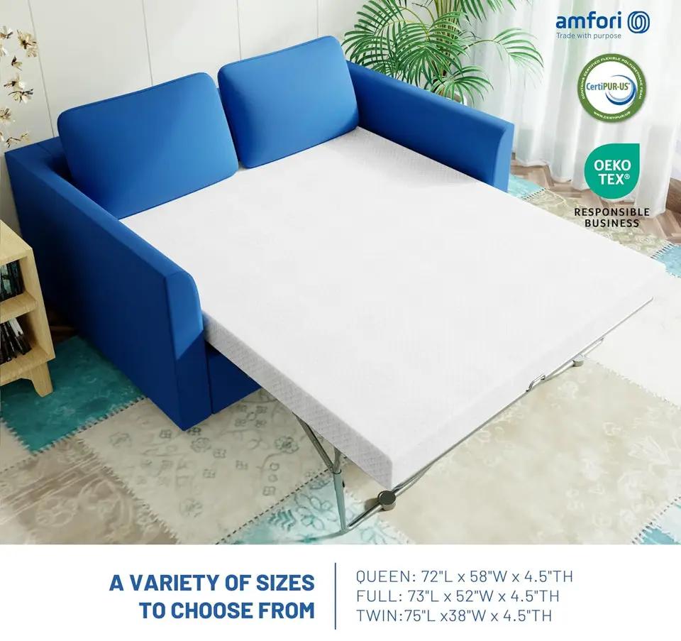 Brand New 4.5 Inch Cold Gel Memory Foam Mattress Replacement for Sleeper Sofa and Couch Beds - Queen Size CertiPUR-US Certified (Sofa Not Included) by Selzalot