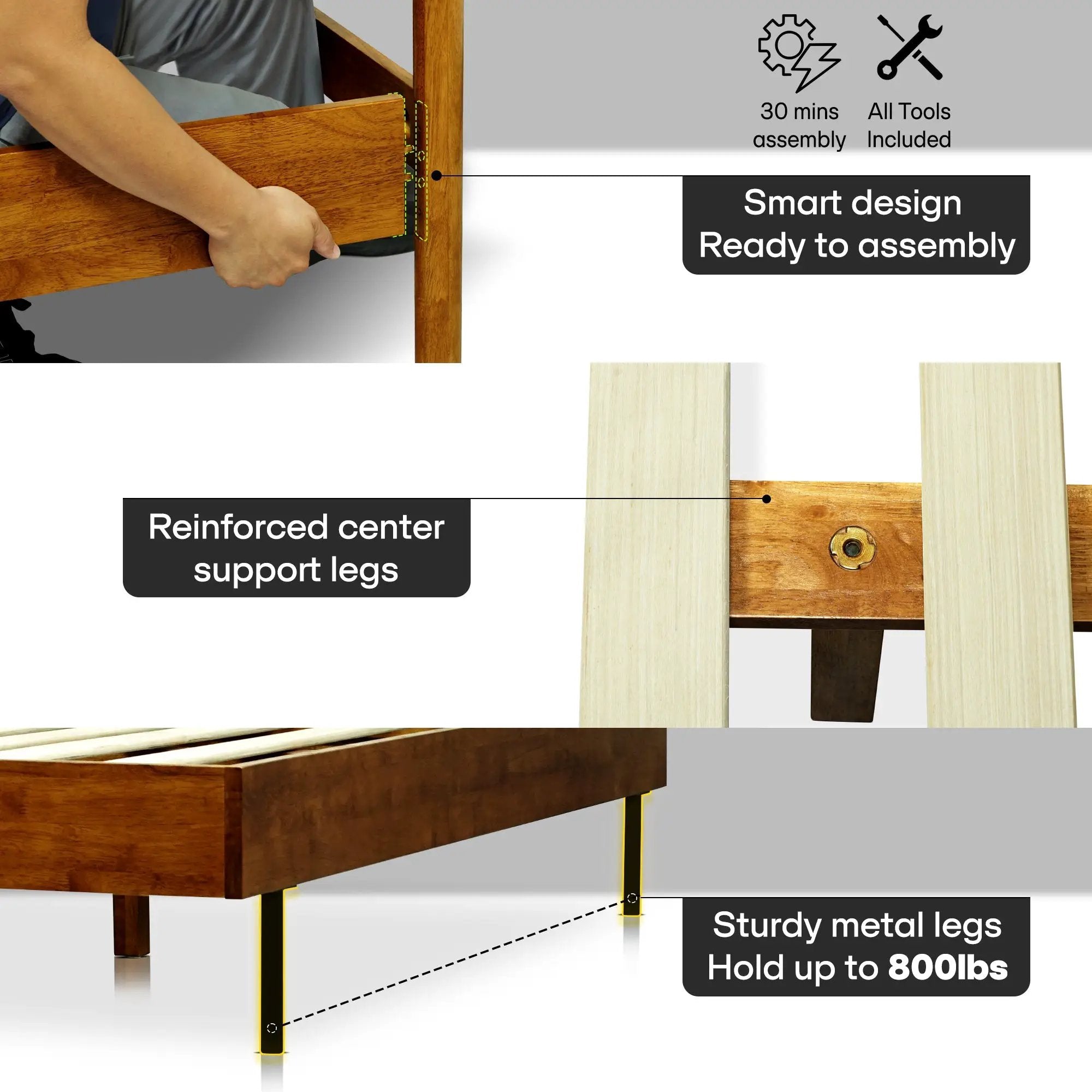 Astoria Solid Wood Bed Frame by Megsu