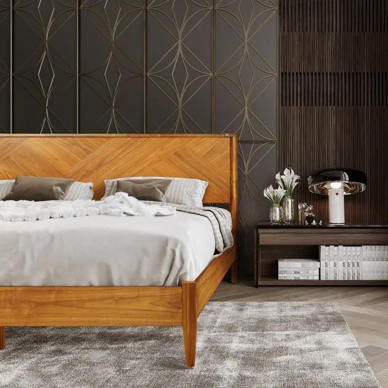 Panthera Solid Wood Bed Frame With Headboard by Megsu