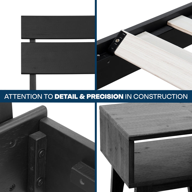[Buy 1 Get 1] Aurora Solid Wood Bed Frame & Nightstand by Megsu