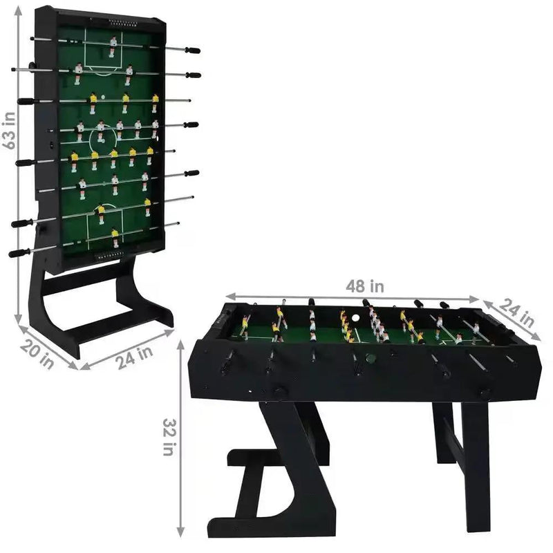 Black Foldable Space Saving 48-in. Foosball Table w/ Score Counters and 2 Balls by HomePacific