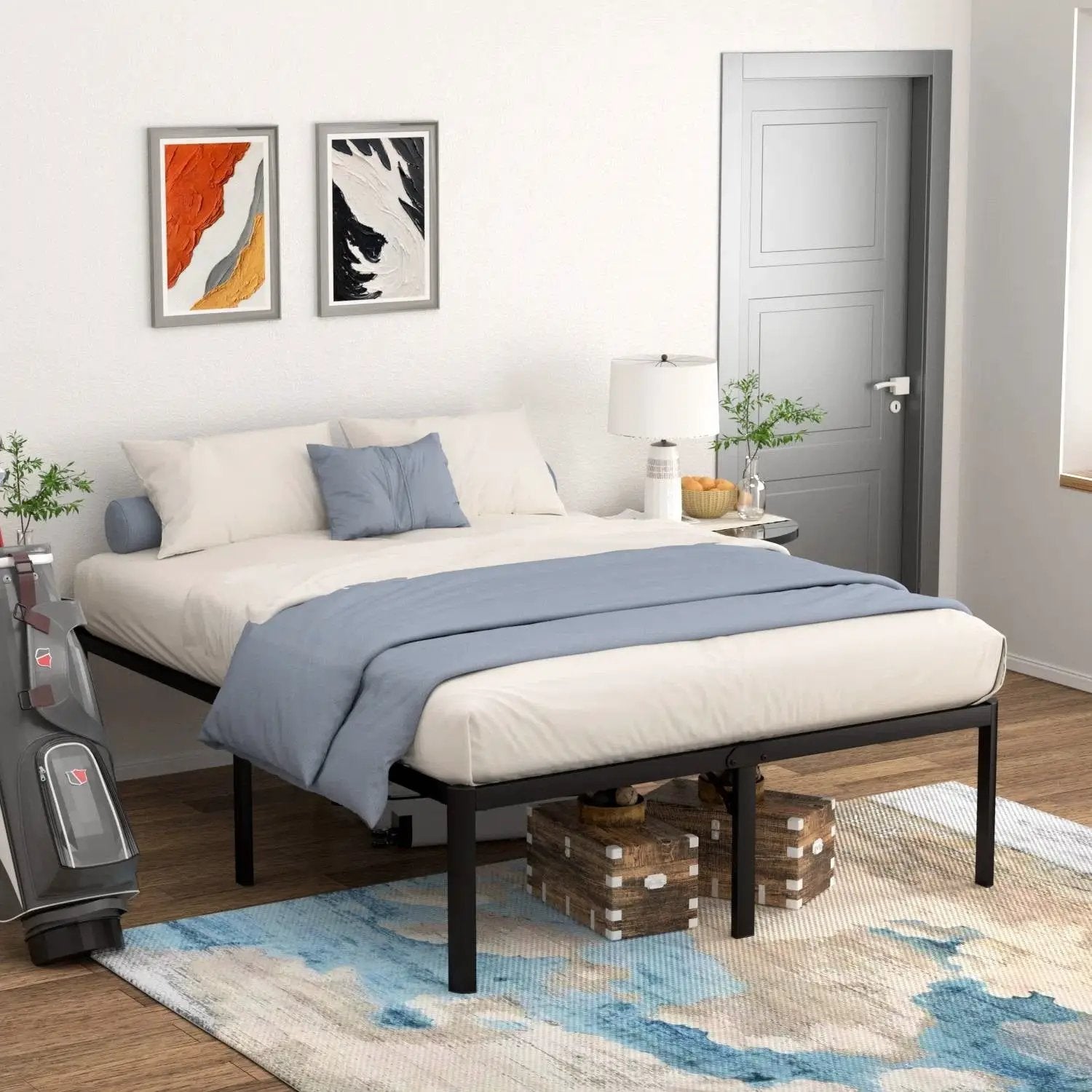 Full 18-inch Rounded Edge Corners Metal Bed Frame with Under-bed Storage Space by HomePacific
