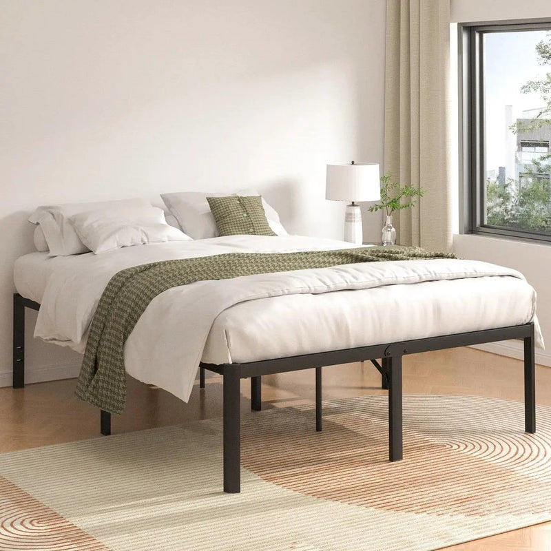 Full 18-inch Rounded Edge Corners Metal Bed Frame with Under-bed Storage Space by HomePacific