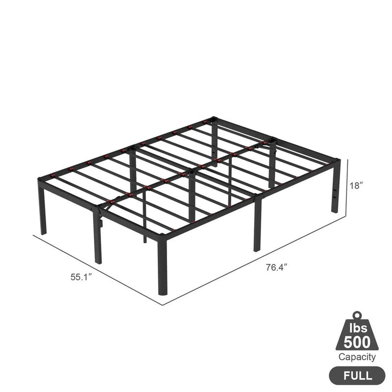 Full 18-inch Rounded Edge Corners Metal Bed Frame with Under-bed Storage Space by HomePacific