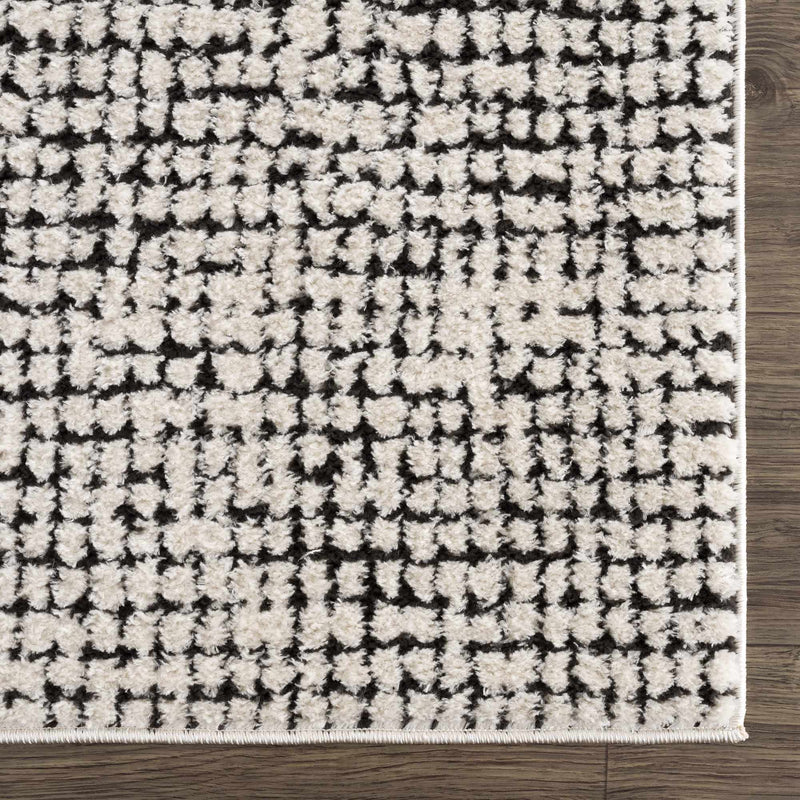 Keita Cream & Black Grid Plush Rug by Boutique Rugs