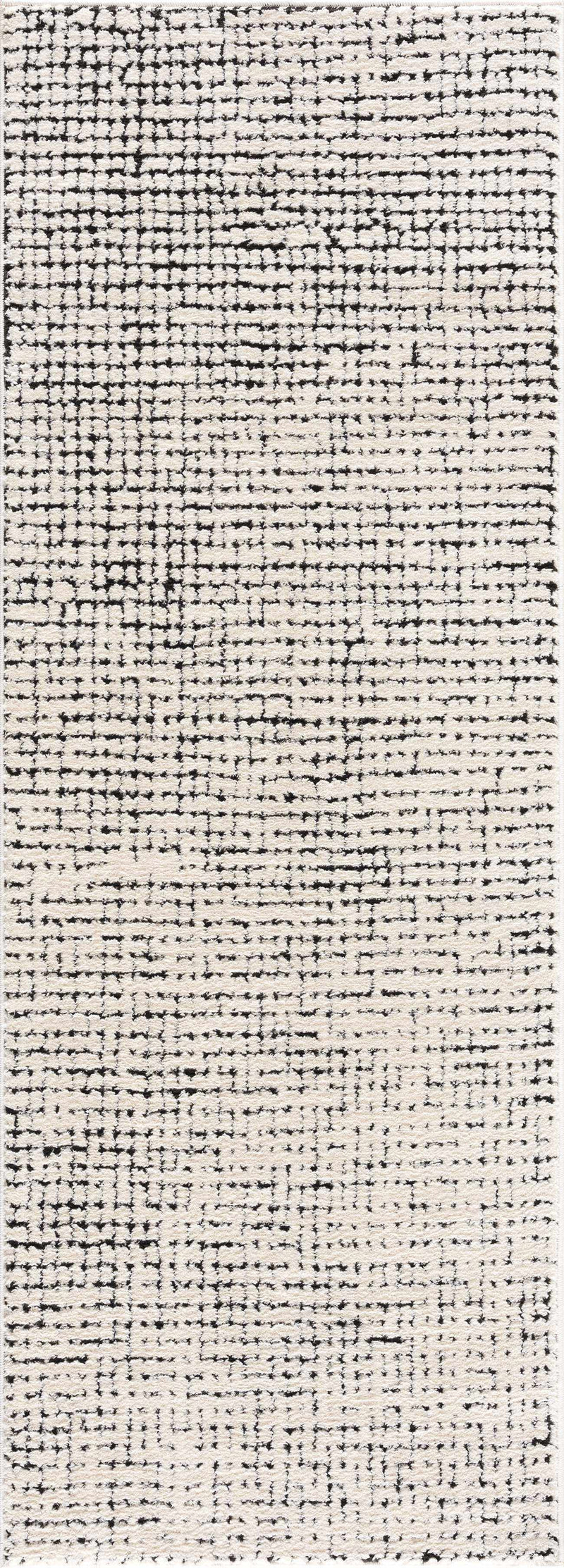 Keita Cream & Black Grid Plush Rug by Boutique Rugs