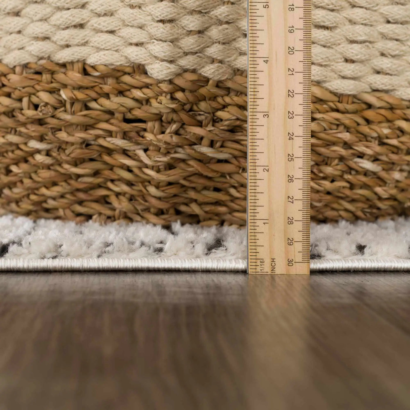 Keita Cream & Black Grid Plush Rug by Boutique Rugs