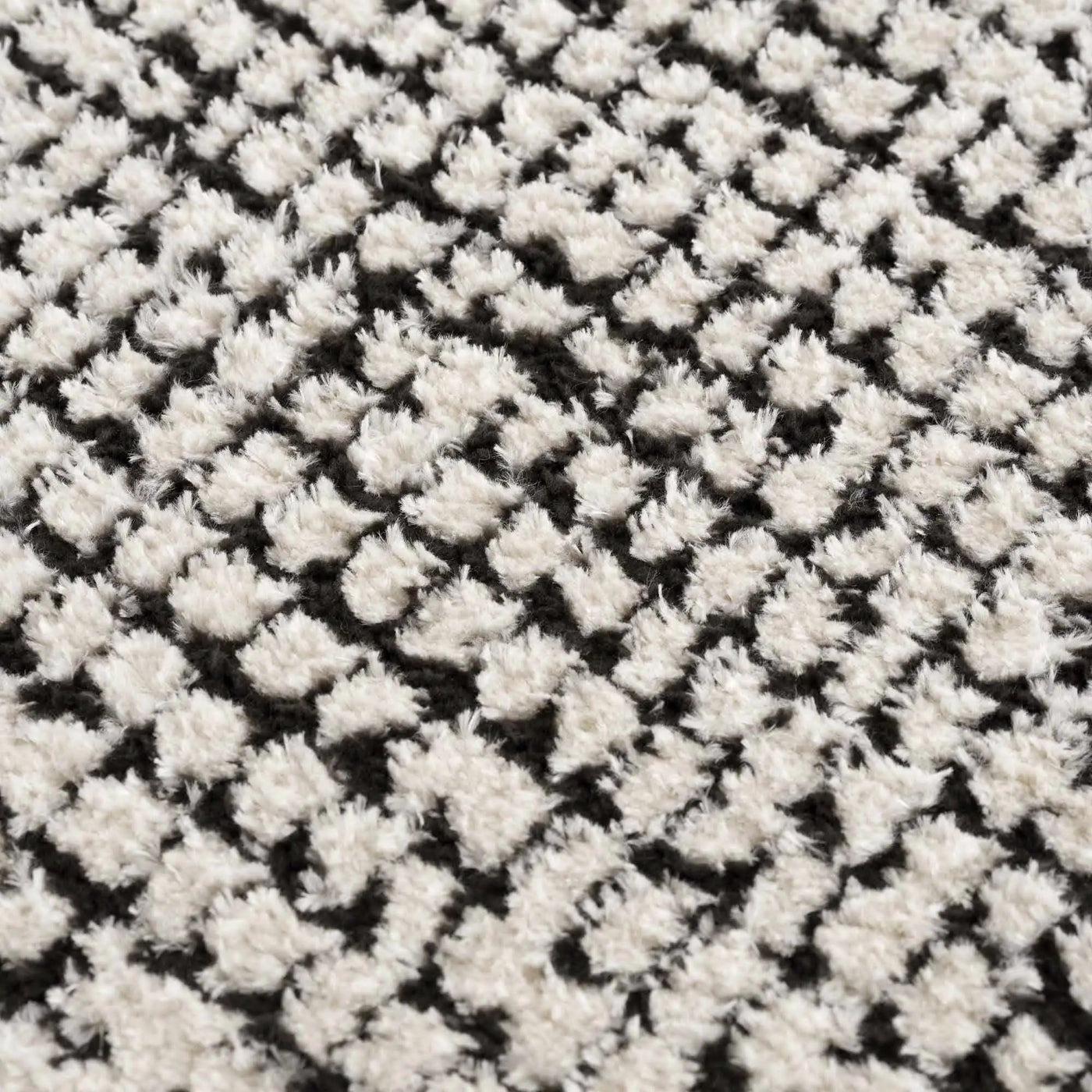 Keita Cream & Black Grid Plush Rug by Boutique Rugs