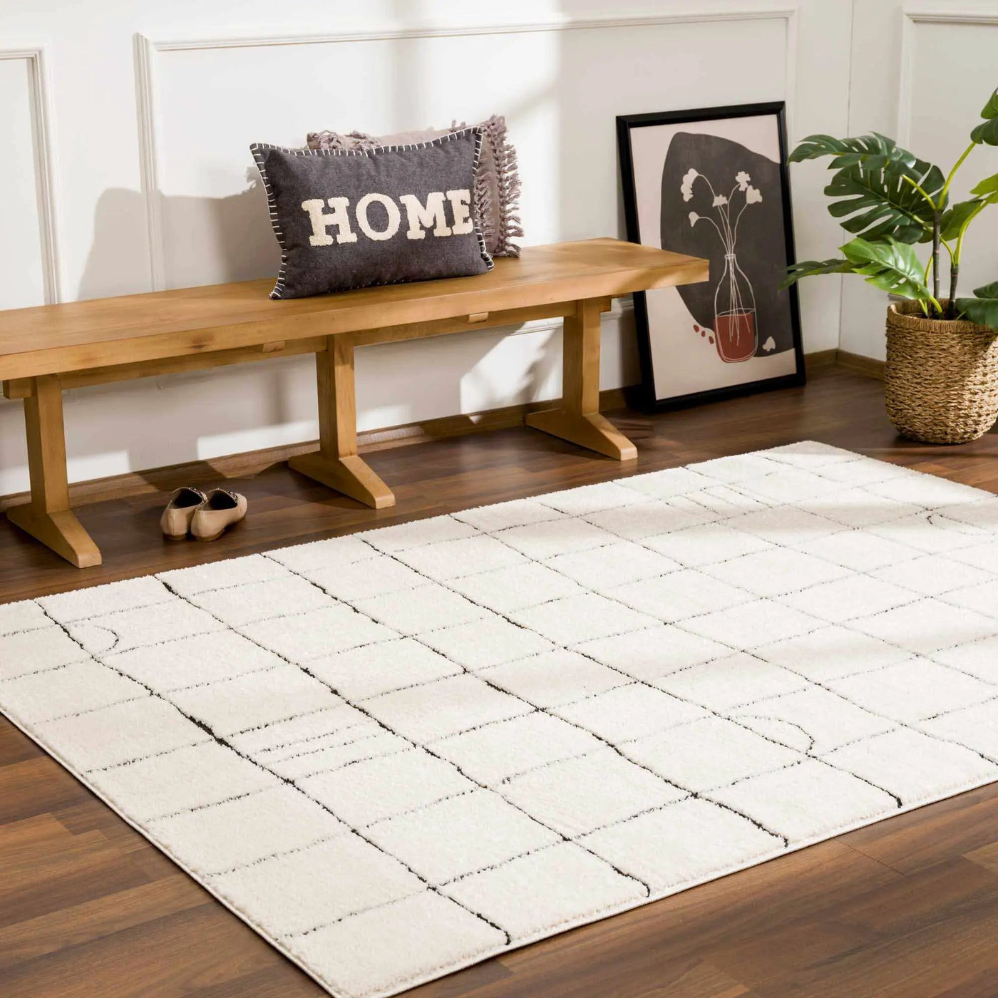 Keanu Black & White Area Rug - Clearance by Boutique Rugs