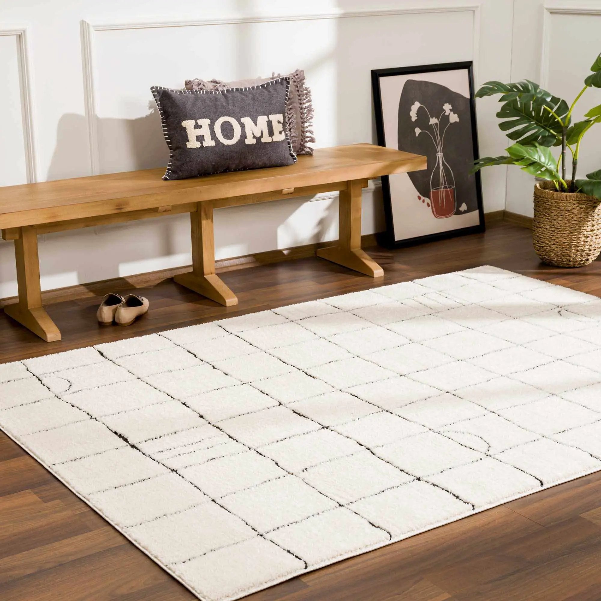 Keanu Black & White Area Rug - Clearance by Boutique Rugs