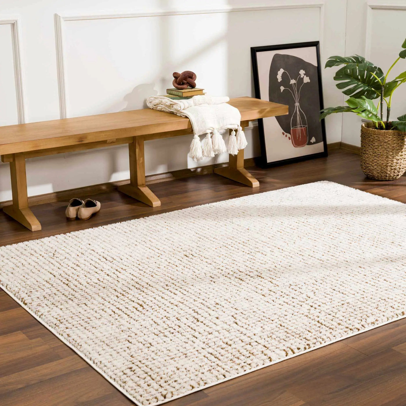 Keita Cream & Brown Area Rug by Boutique Rugs