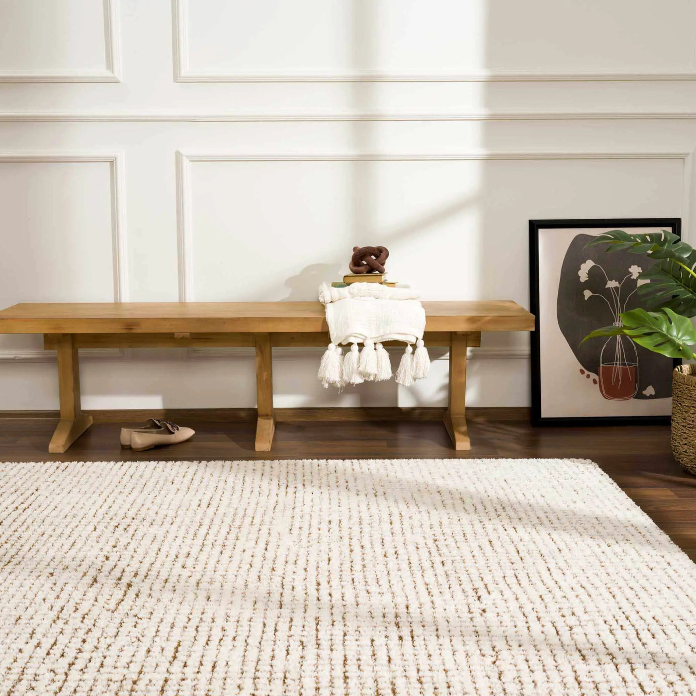 Keita Cream & Brown Area Rug by Boutique Rugs