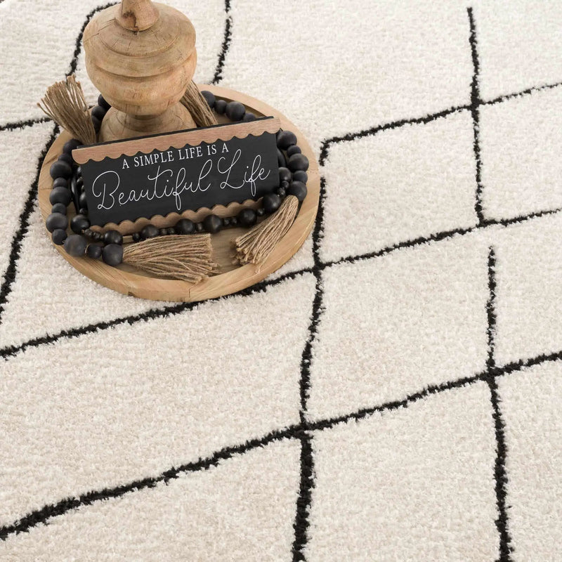 Keone Black & White Thick Rug by Boutique Rugs