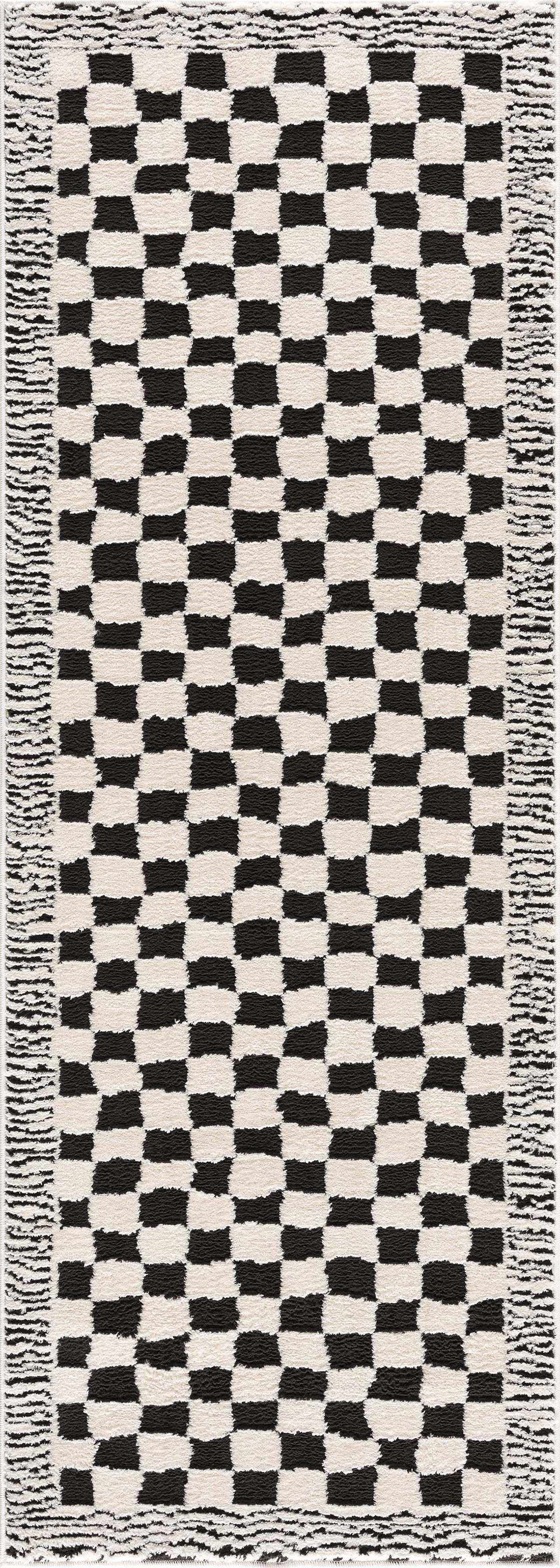 Leryn Black & White Checkered Area Rug by Hauteloom