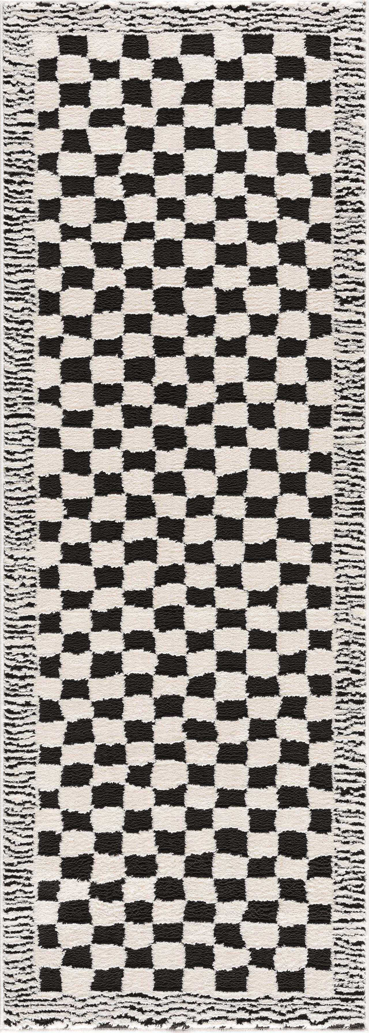 Leryn Black & White Checkered Area Rug by Hauteloom