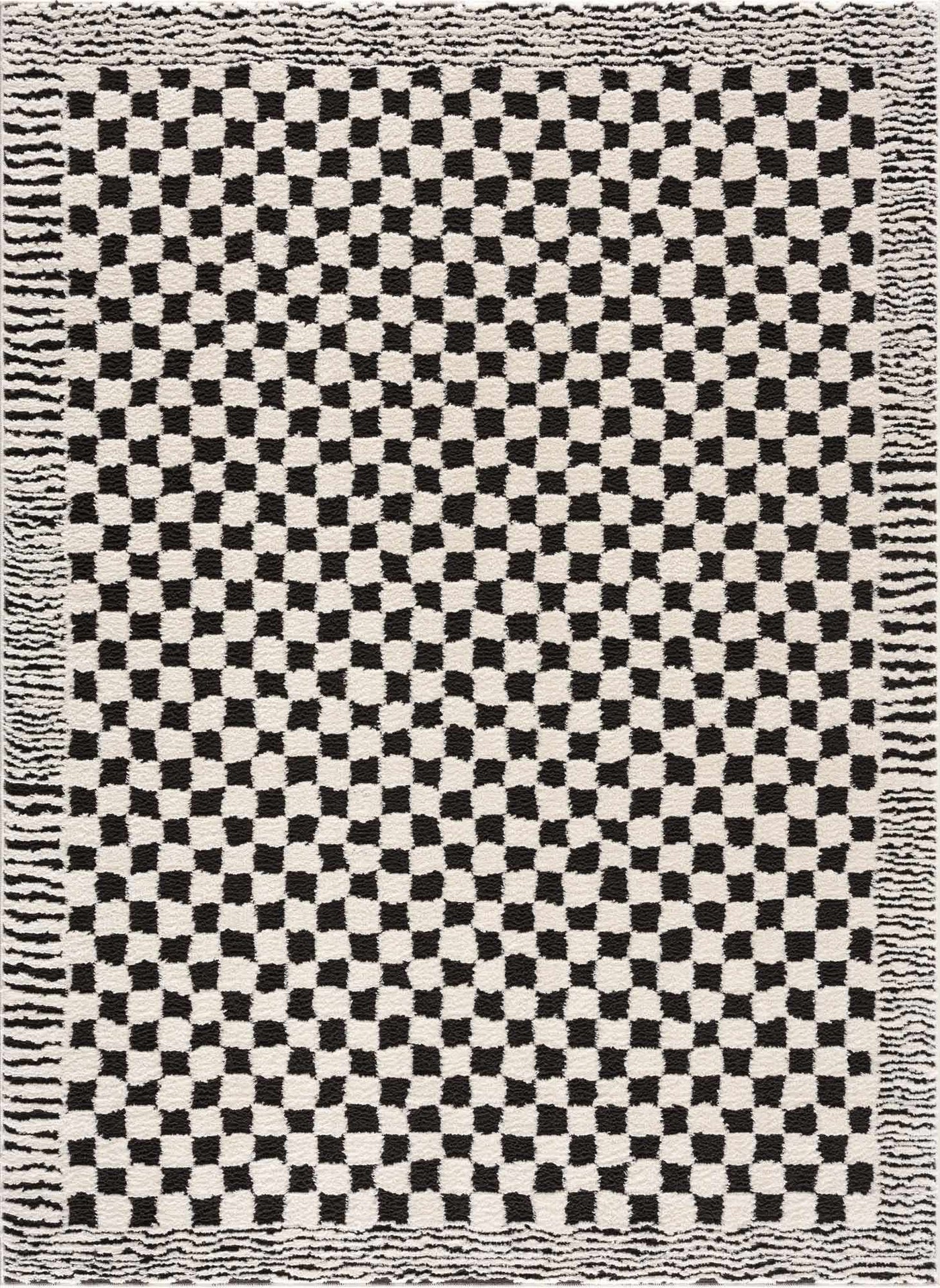 Leryn Black & White Checkered Area Rug by Boutique Rugs