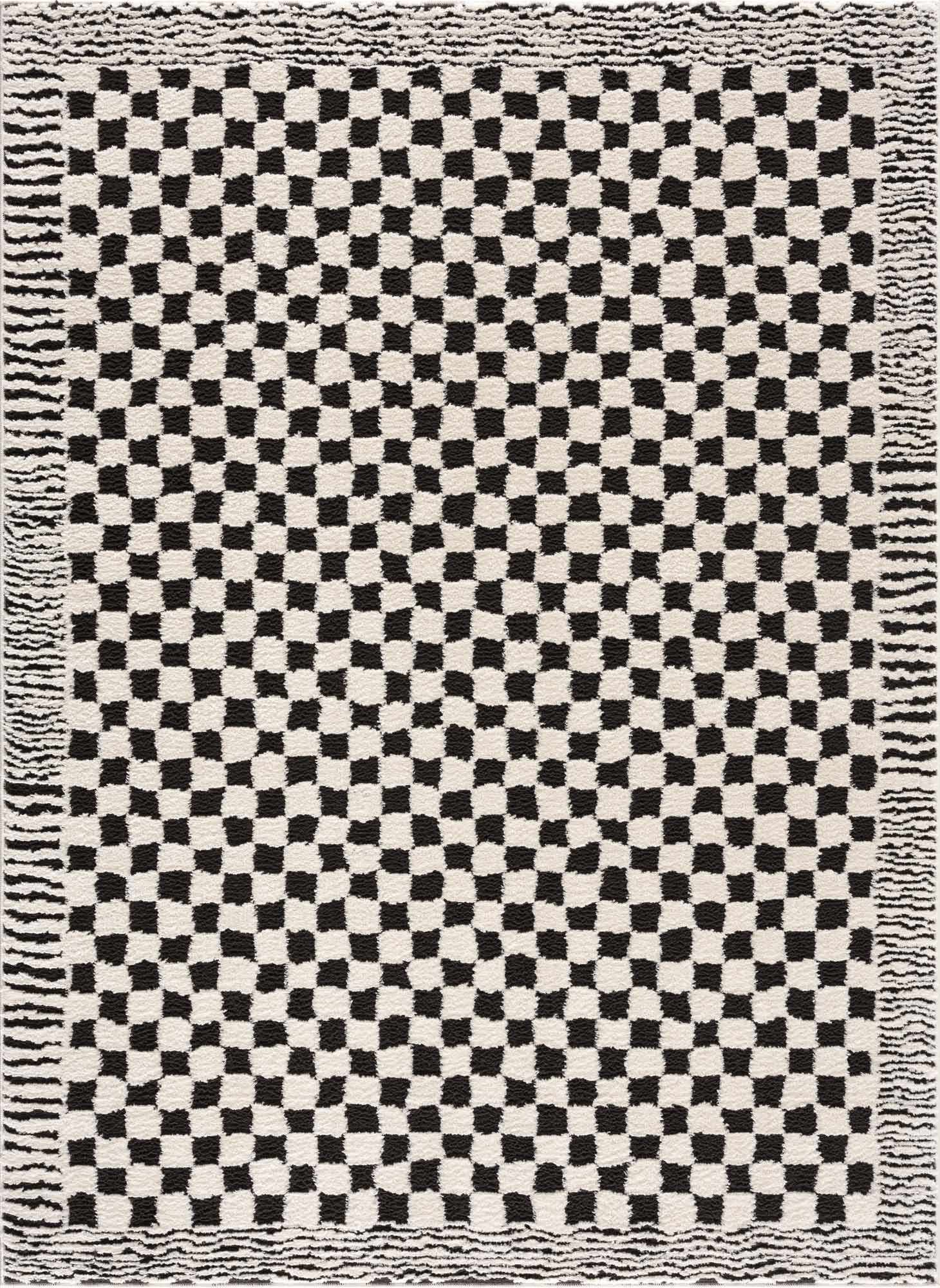 Leryn Black & White Checkered Area Rug by Hauteloom