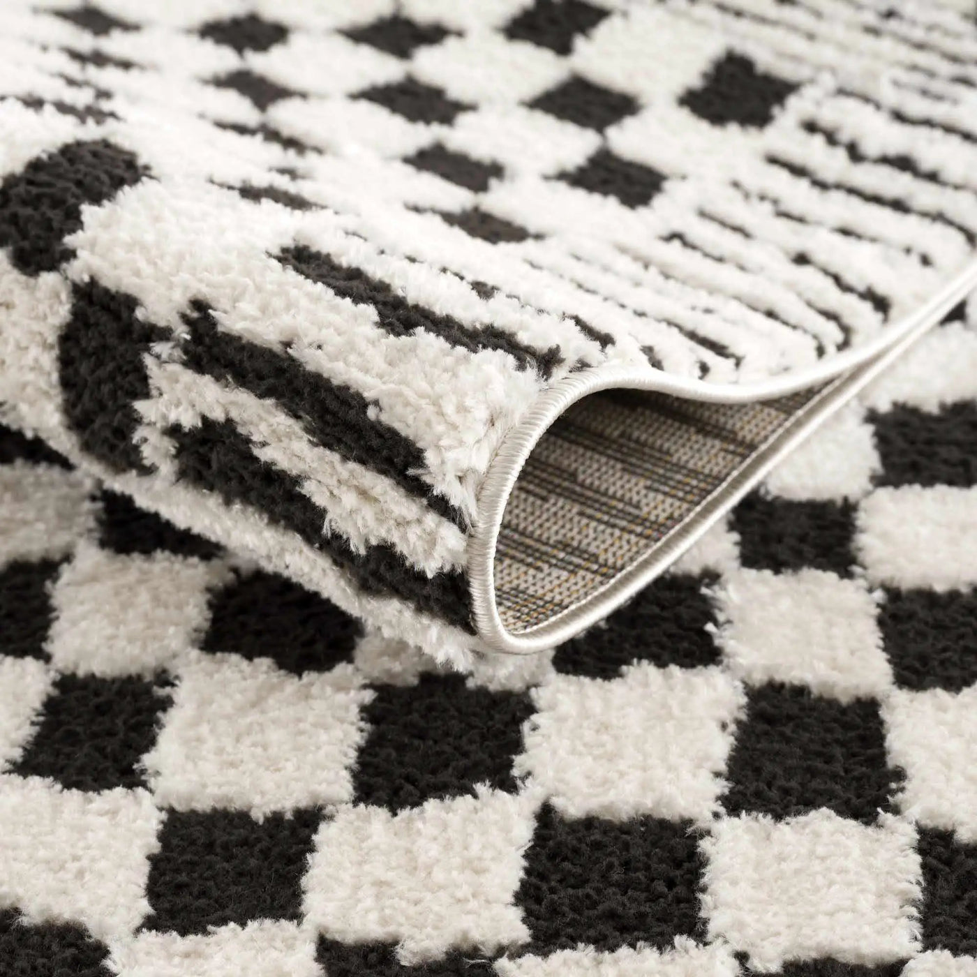 Leryn Black & White Checkered Area Rug by Boutique Rugs