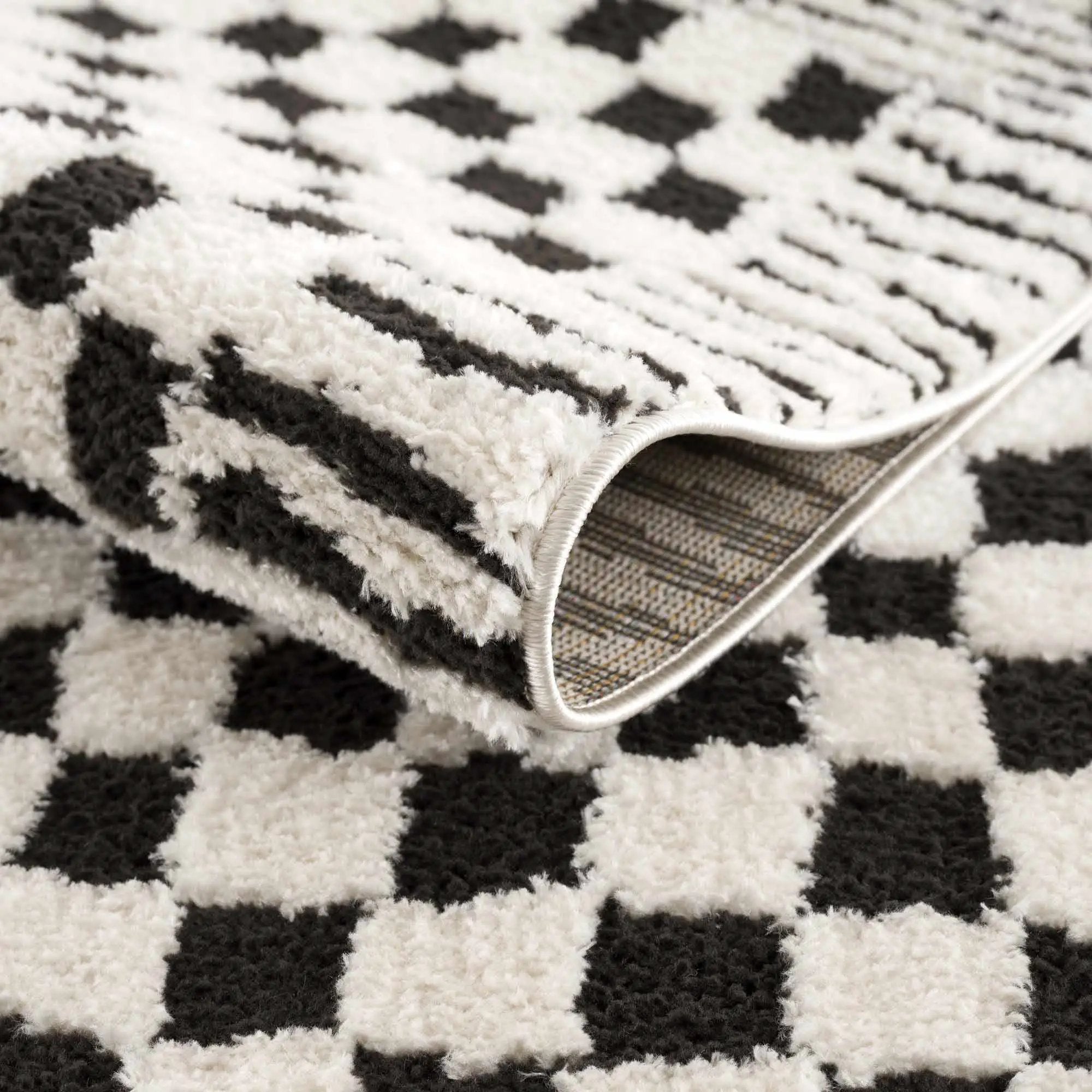 Leryn Black & White Checkered Area Rug by Boutique Rugs