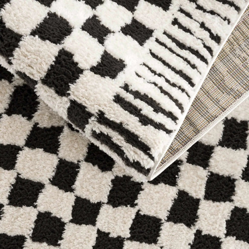 Leryn Black & White Checkered Area Rug by Boutique Rugs