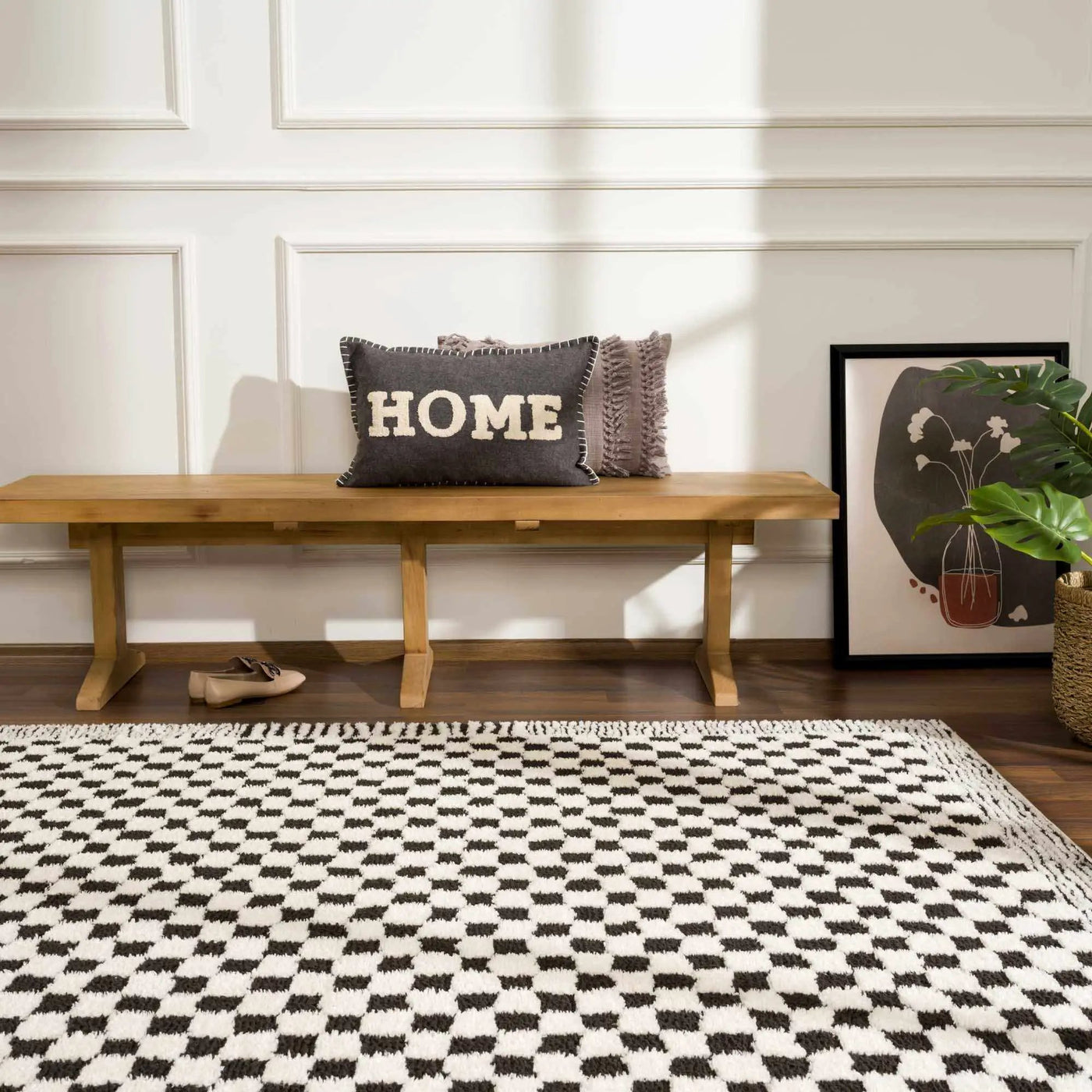 Leryn Black & White Checkered Area Rug by Boutique Rugs