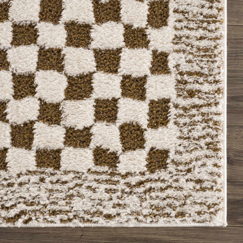 Leryn Brown & White Checkered Area Rug by Hauteloom