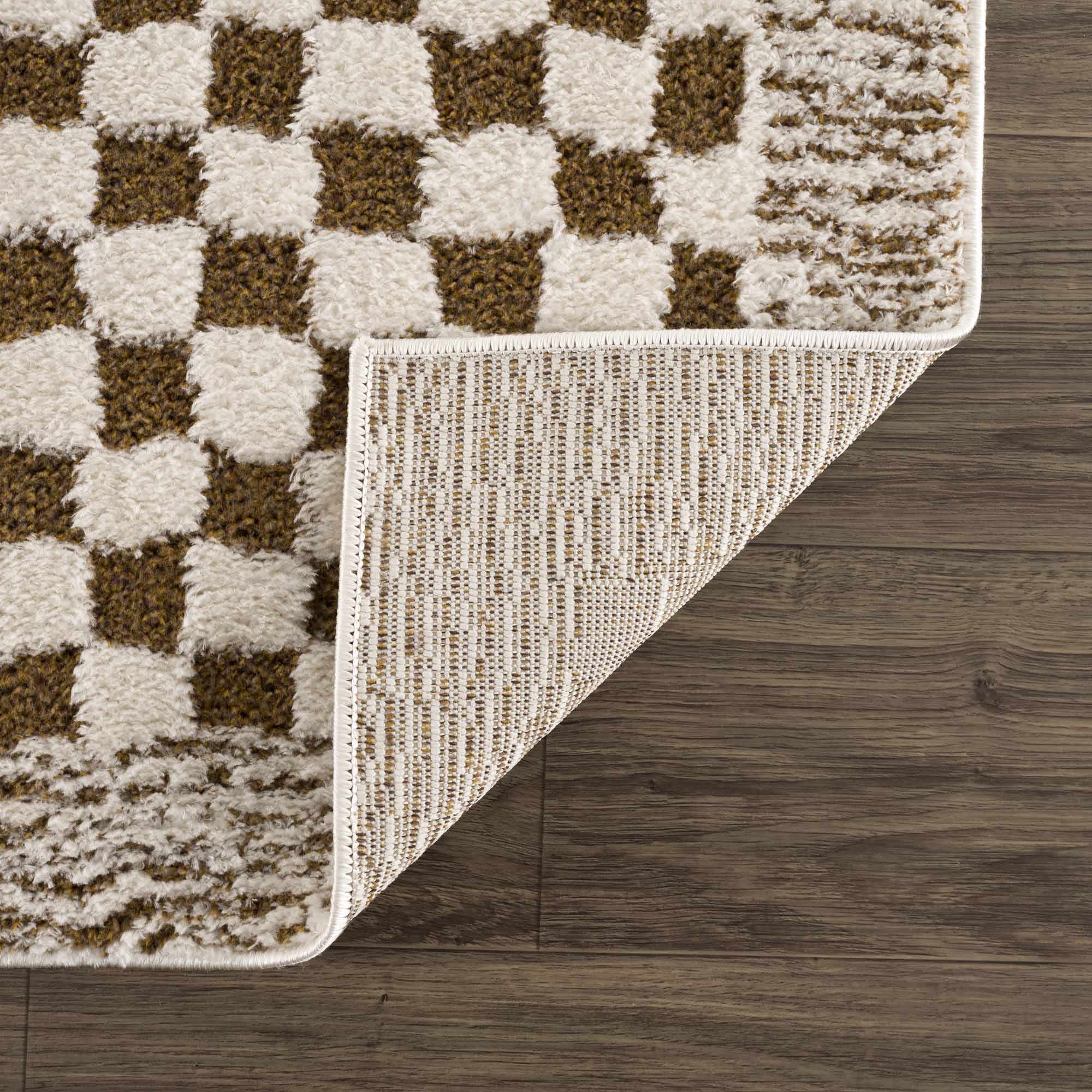 Leryn Brown & White Checkered Area Rug by Hauteloom