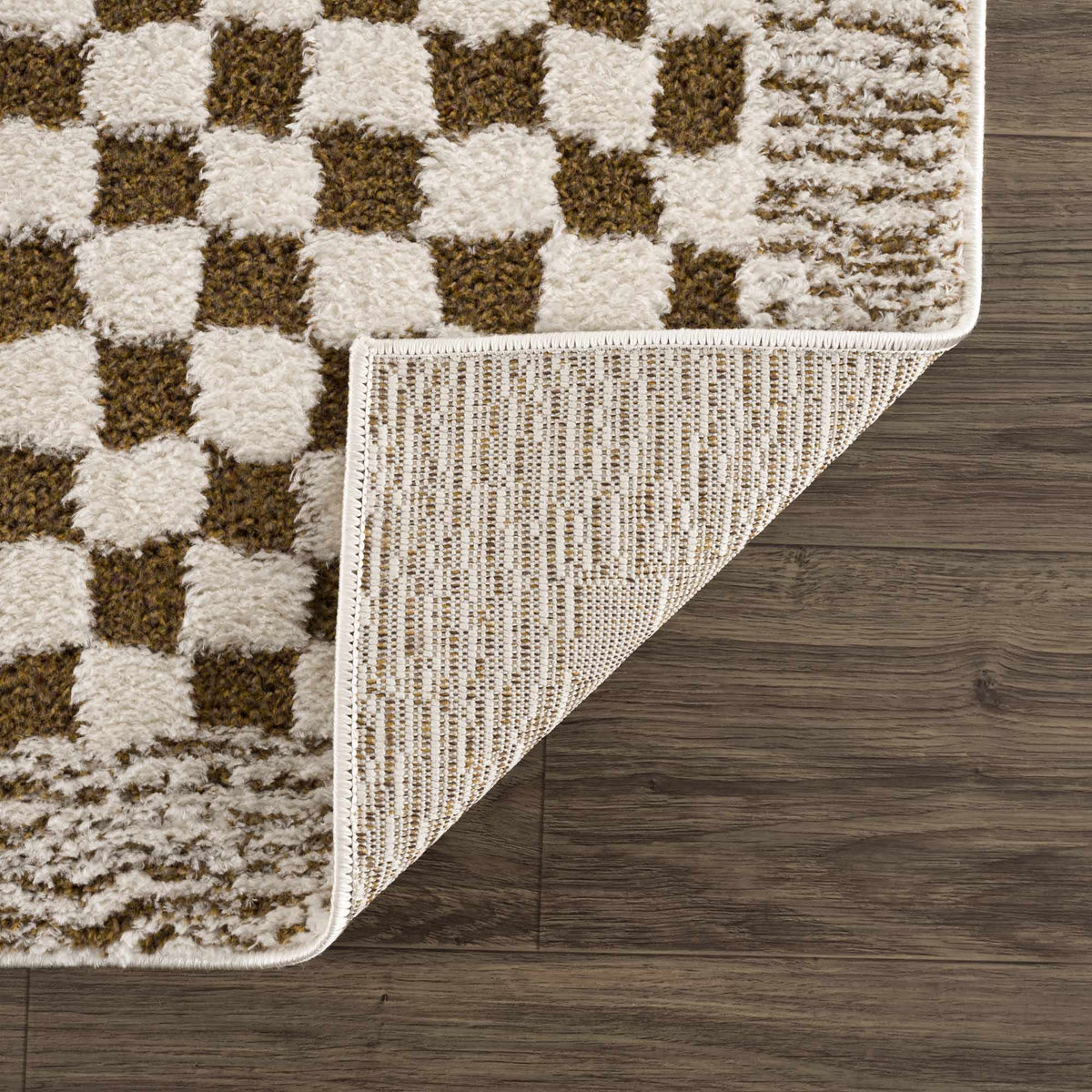 Leryn Brown & White Checkered Area Rug by Hauteloom
