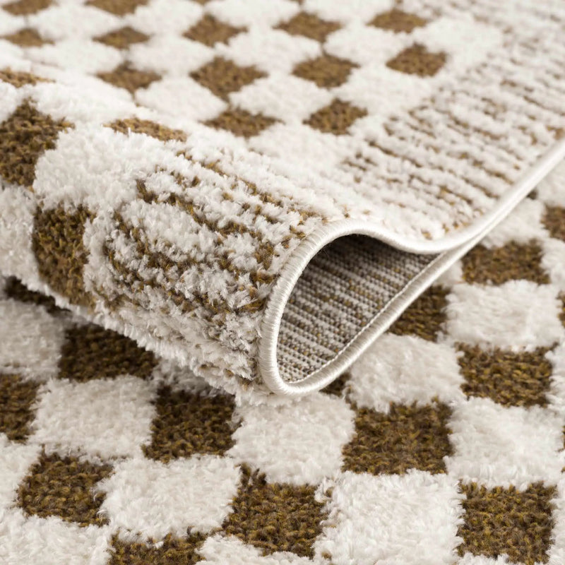 Leryn Brown & White Checkered Area Rug by Hauteloom