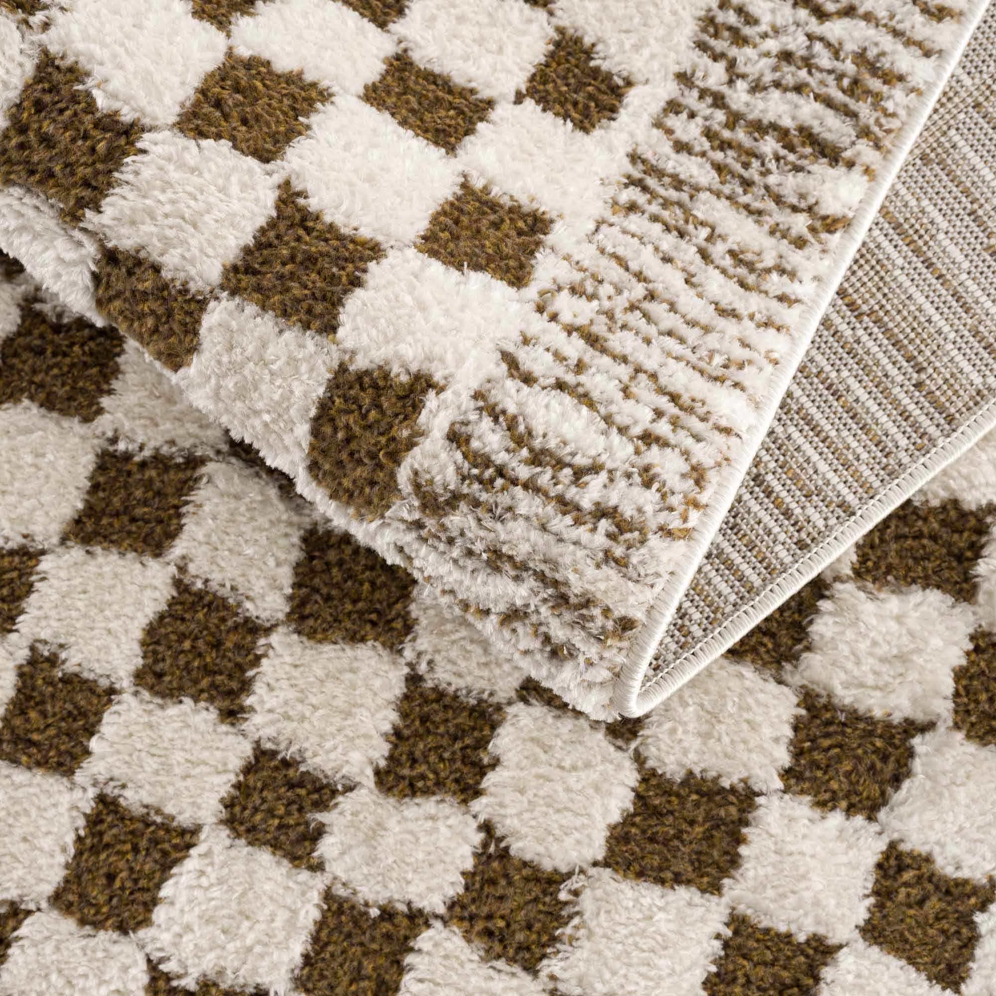 Leryn Brown & White Checkered Area Rug by Hauteloom