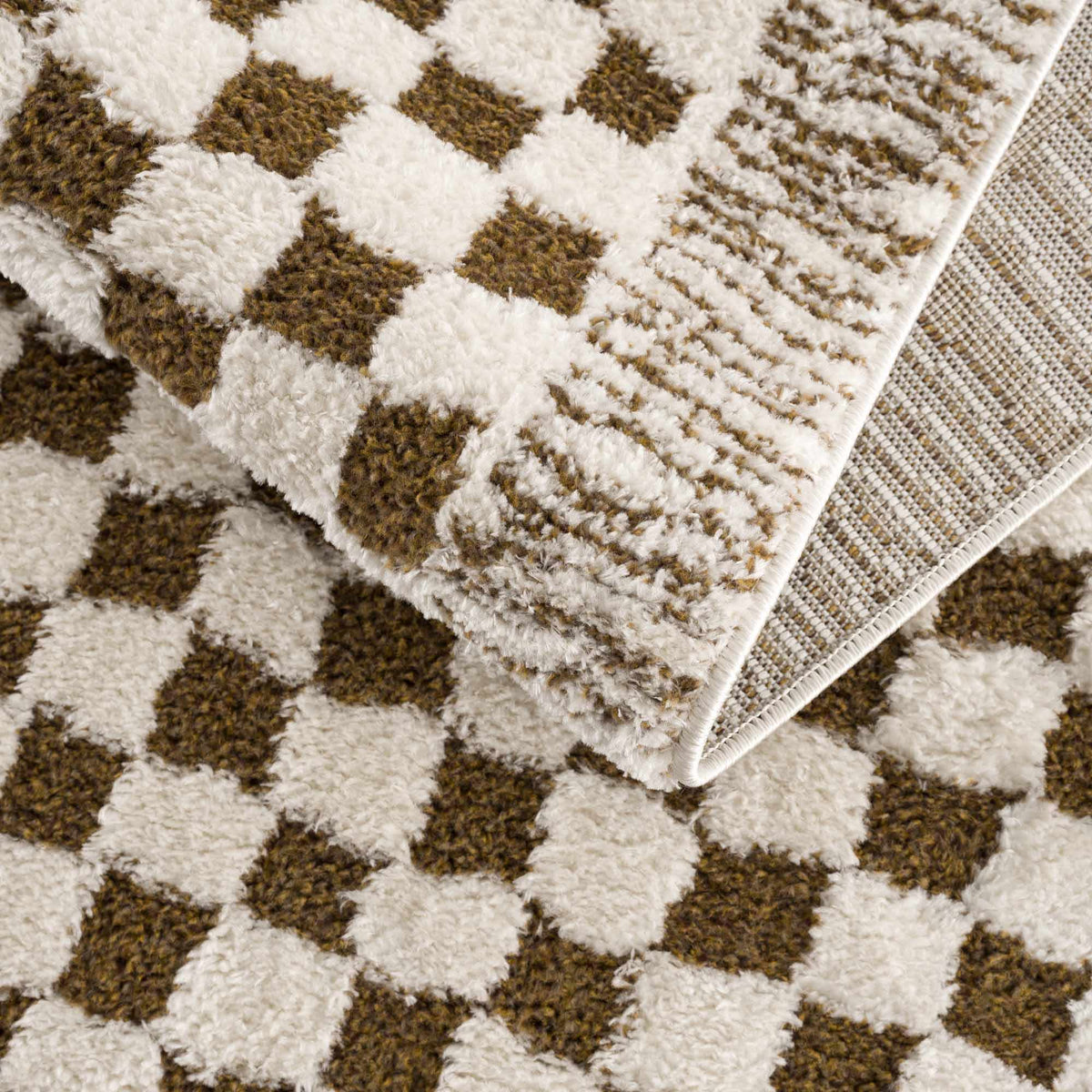 Leryn Brown & White Checkered Area Rug by Hauteloom