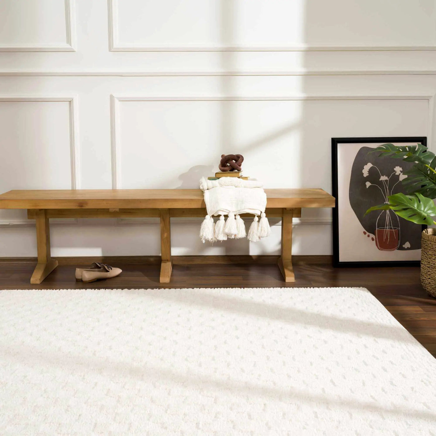 Leryn Ivory Checkered Area Rug by Boutique Rugs