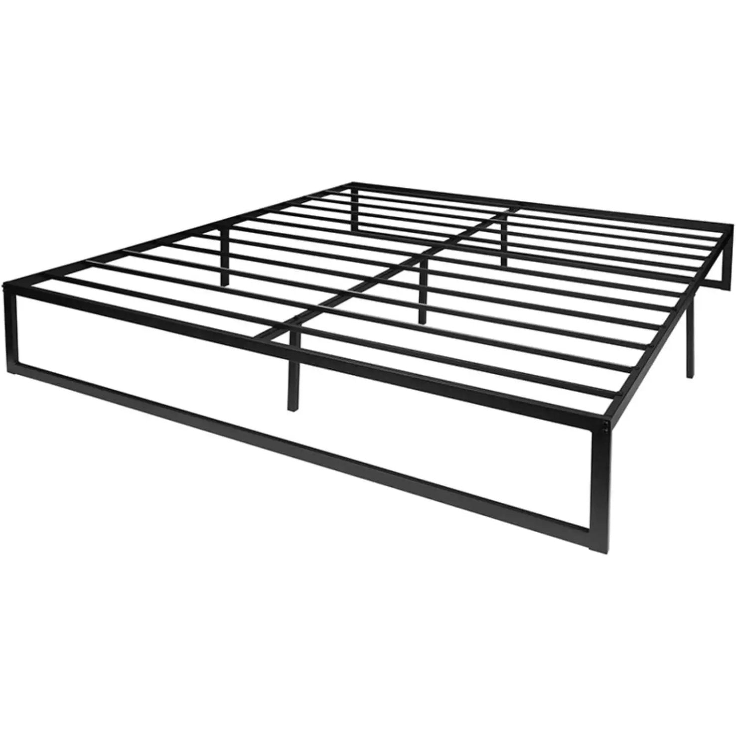 King Size 14 Inch Black Metal Steel Slat Platform Bed by HomePacific