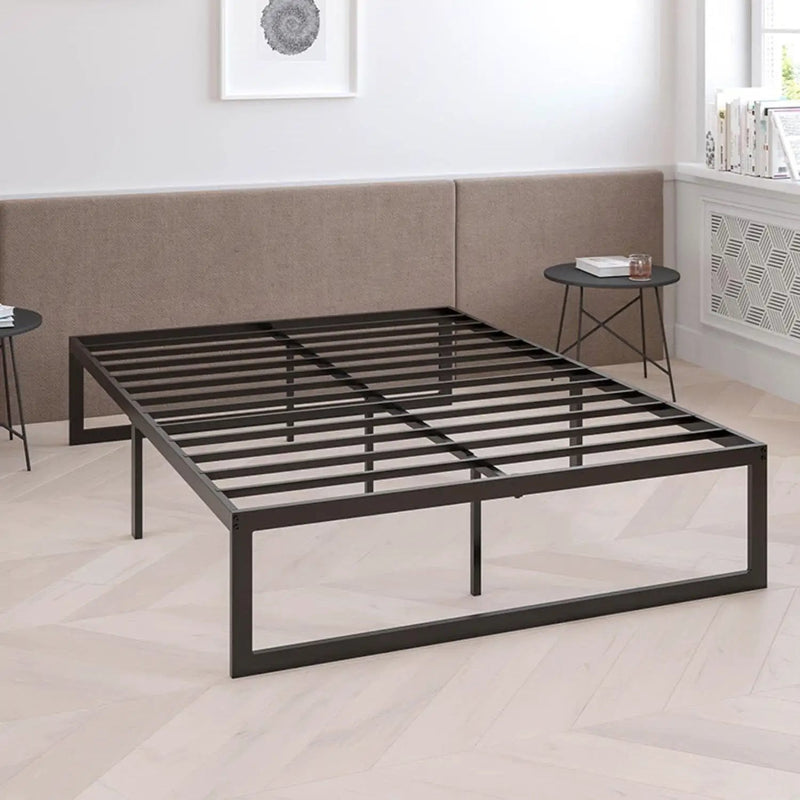 King Size 14 Inch Black Metal Steel Slat Platform Bed by HomePacific