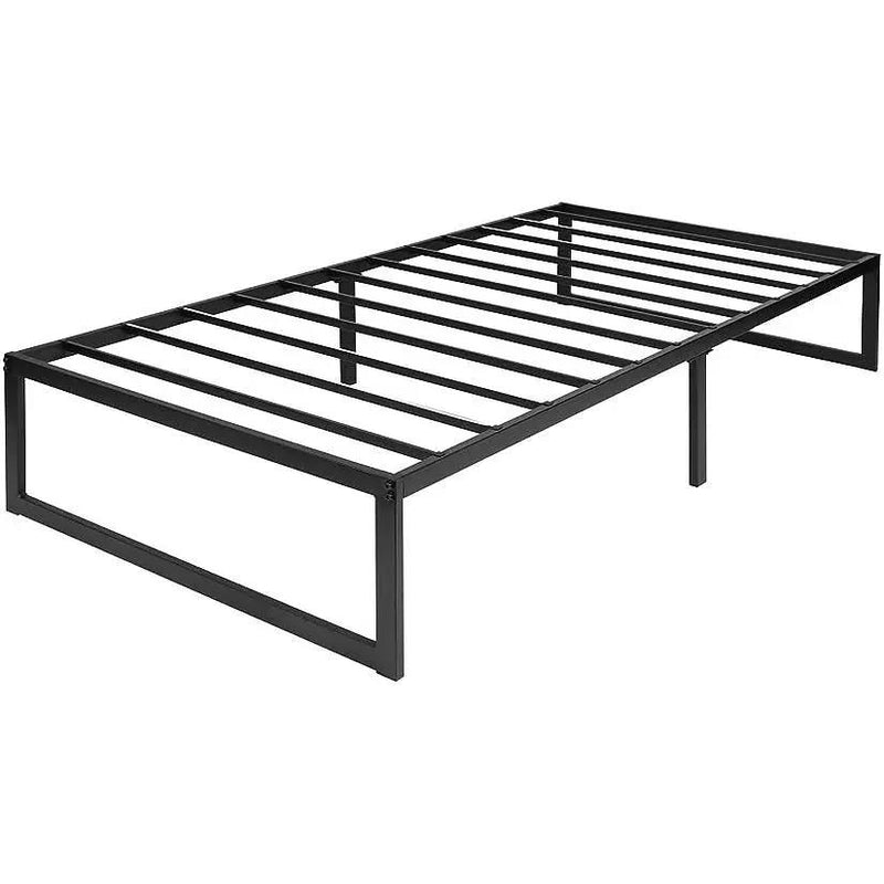 Twin Size 14 Inch Black Metal Steel Slat Platform Bed by HomePacific
