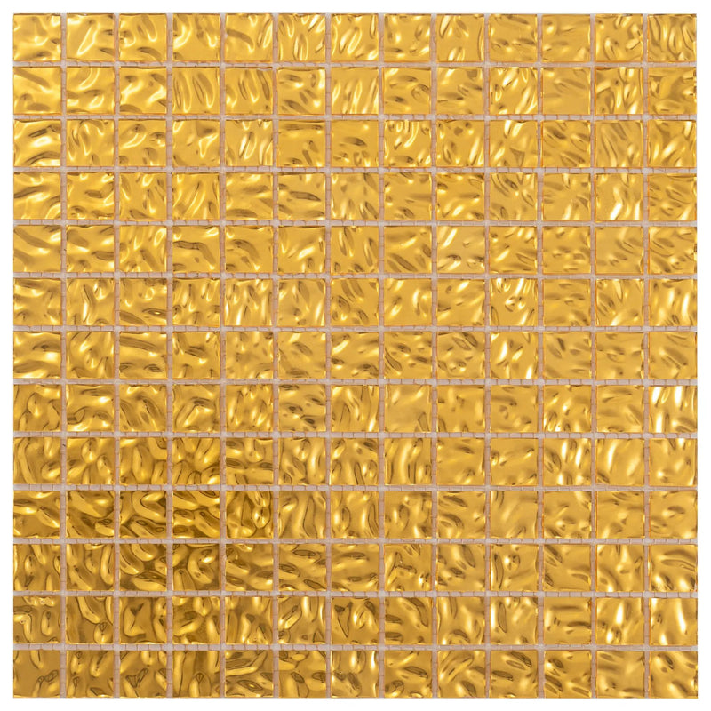 Shimmer Gold 12x12 Glossy Uniform Square Glass Mosaic Tile (20 pack, 20 sq ft/case) by Apollo Tile