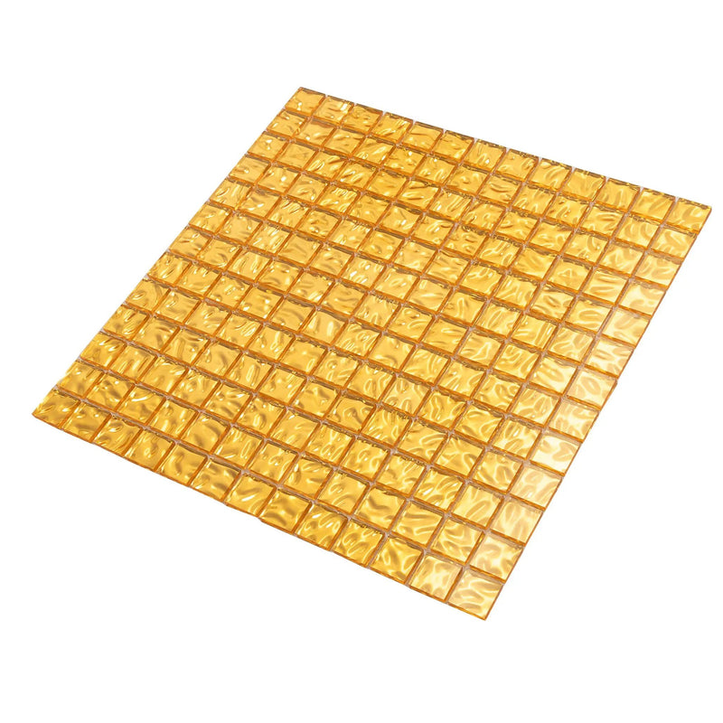 Shimmer Gold 12x12 Glossy Uniform Square Glass Mosaic Tile (20 pack, 20 sq ft/case) by Apollo Tile