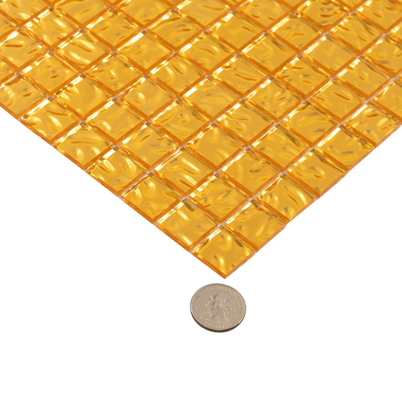 Shimmer Gold 12x12 Glossy Uniform Square Glass Mosaic Tile (20 pack, 20 sq ft/case) by Apollo Tile