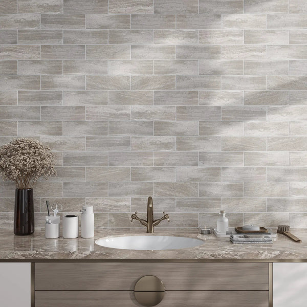 Wooden Grey 4x12 Honed Subway Marble Tile (15 pack, 5 sq ft/case)