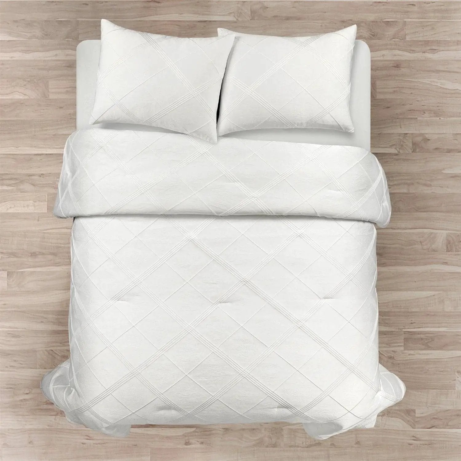 King/California King White Diamond Jacquard 3 PCS Comforter Set by HomePacific