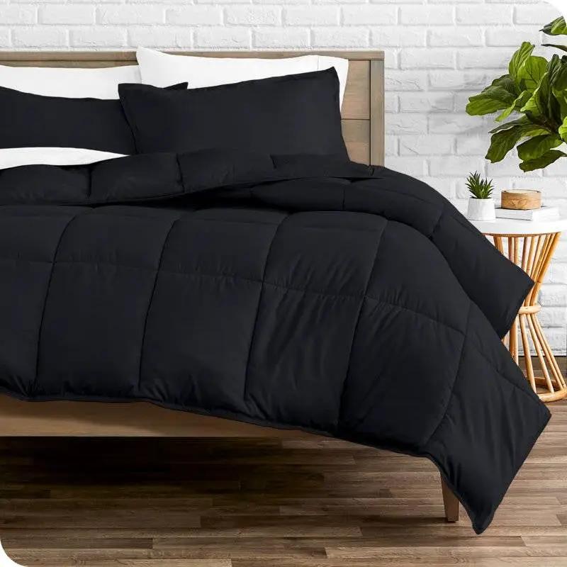 Full/Double size Luxuriously Soft Down Alternative Comforter Set in Black by HomePacific
