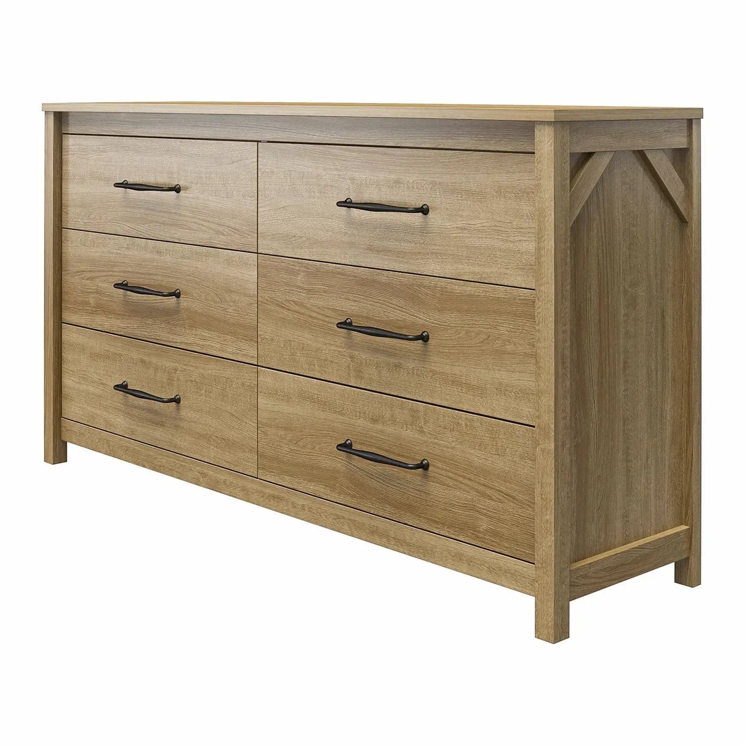 Rustic Farmhouse 6-Drawer Dresser in Natural Wood Finish by HomePacific