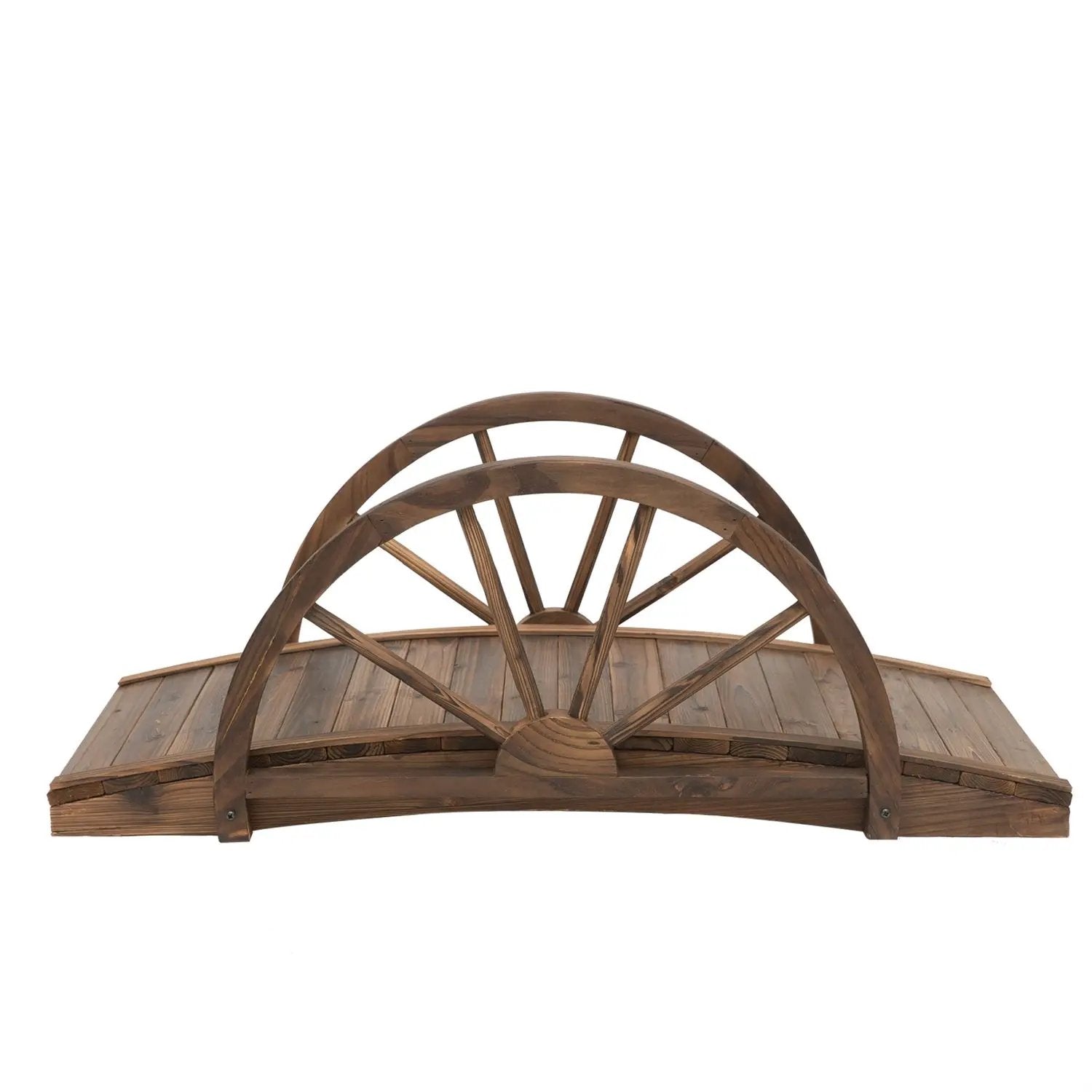 FarmHome 3.3ft Fir Wood Half Wheeled Stained Garden Bridge by HomePacific