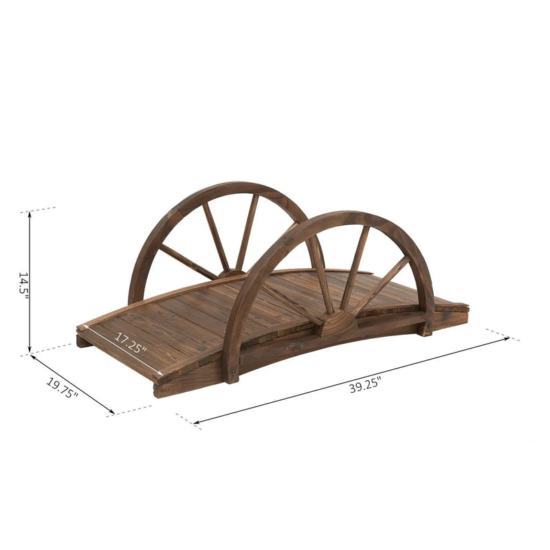 FarmHome 3.3ft Fir Wood Half Wheeled Stained Garden Bridge by HomePacific