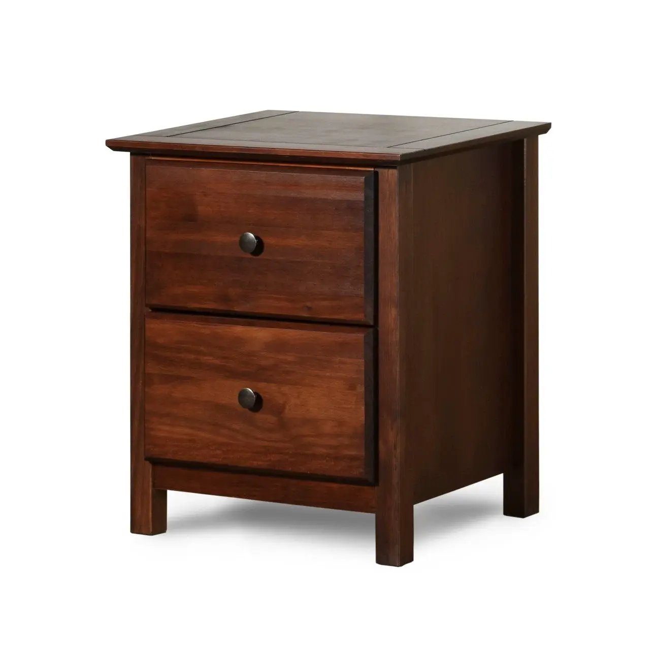 Farmhouse Solid Pine Wood 2 Drawer Nightstand in Cherry Finish by HomePacific